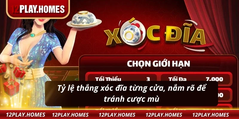 Tỷ lệ trả thưởng xóc đĩa online 12play chi tiết , mà bet thủ nên biết